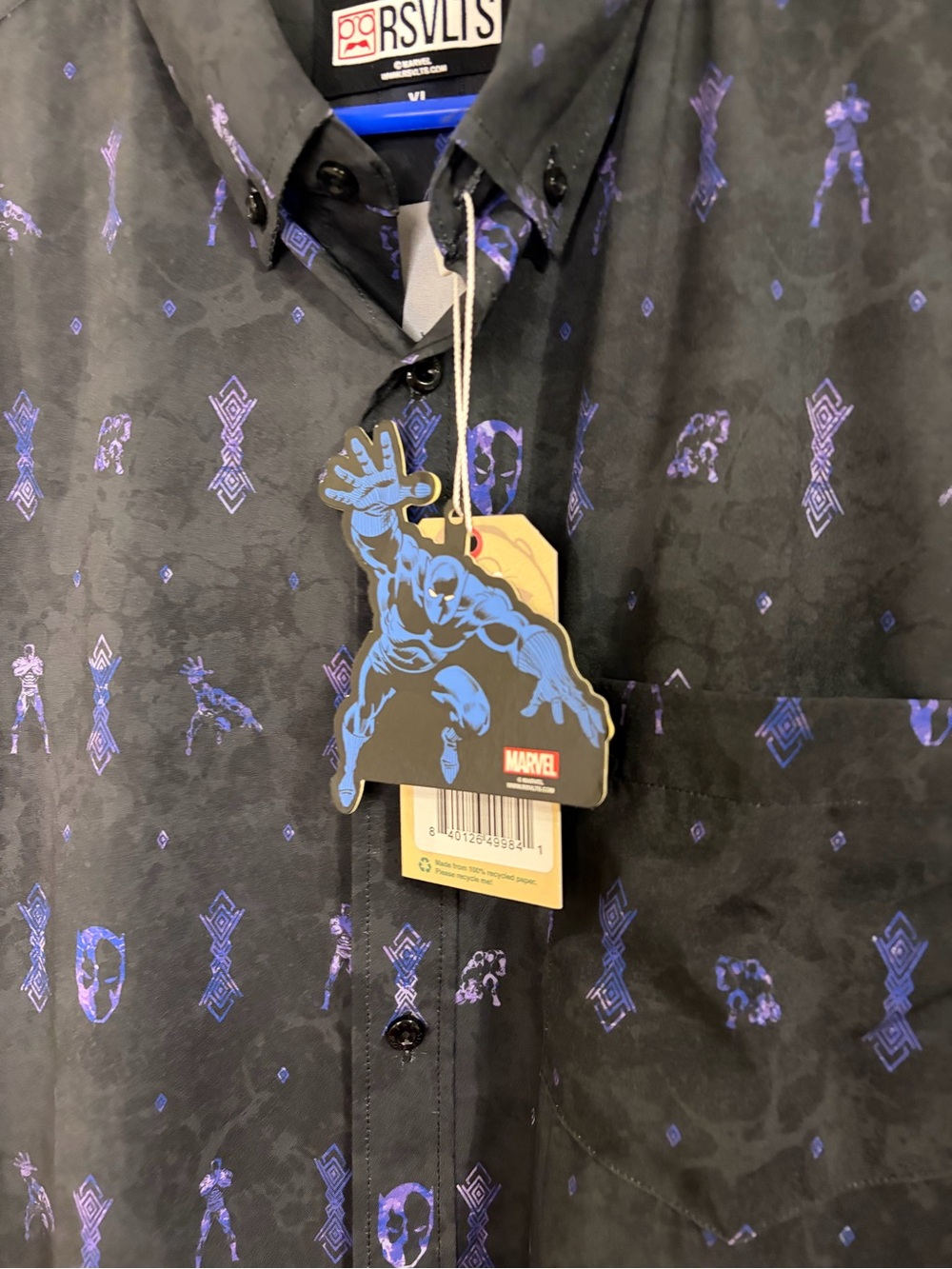 RSVLTS Shirt Mens XL Marvel Black Panther "Vibranium Chief" KUNUFLEX Button Up - Picture 4 of 10